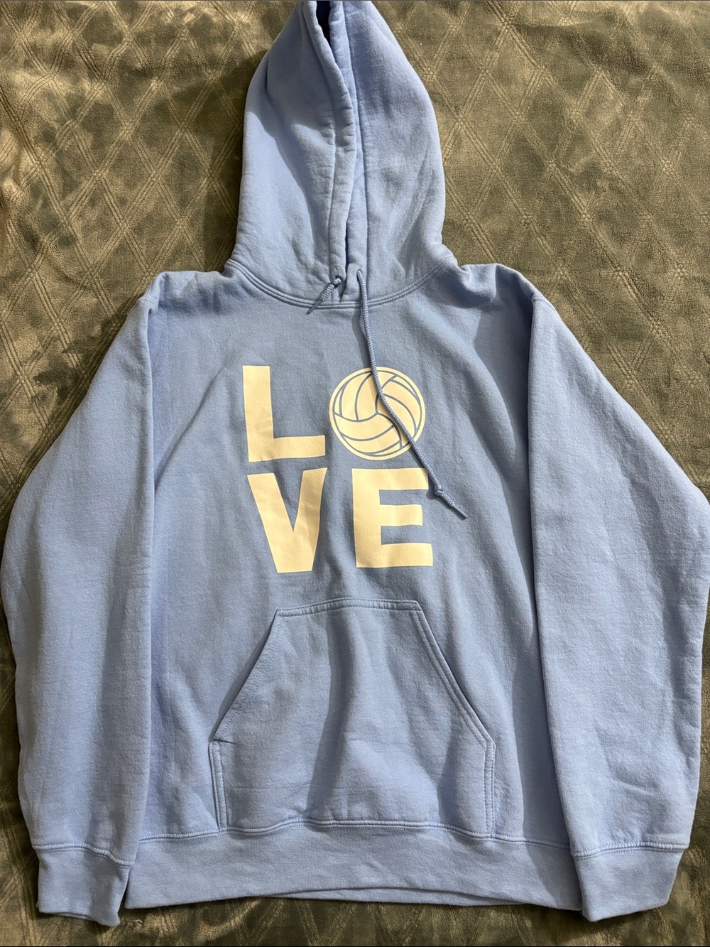 Light Blue Pullover Hoodie with Interior Tag